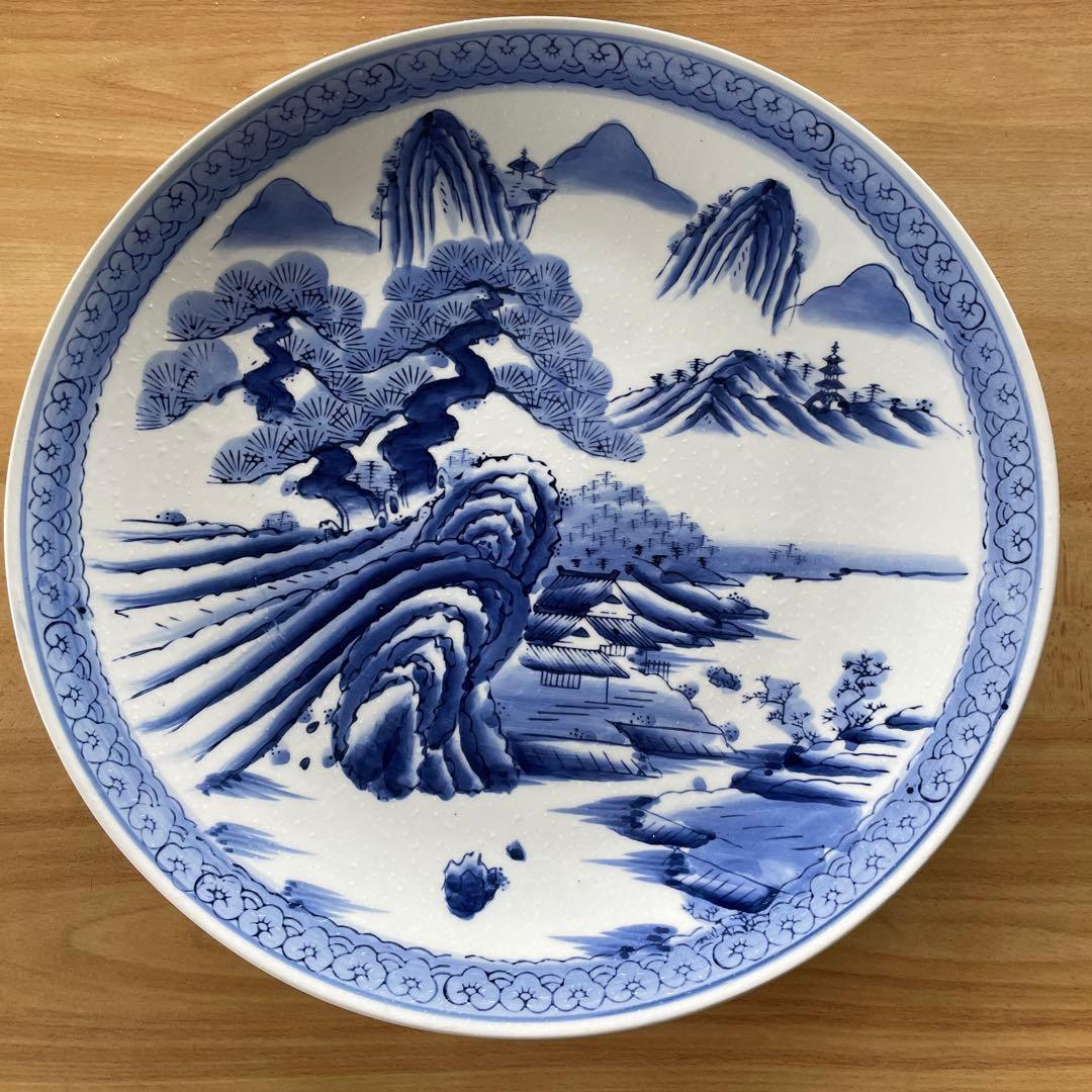 お値下げ 40cm以上 陶器大皿 山水図 大正レトロ 昭和レトロ