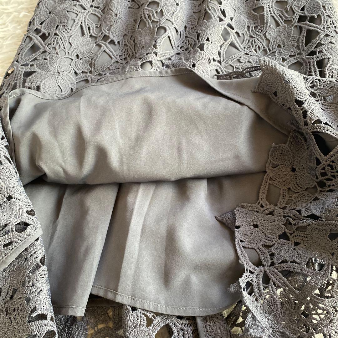 LEJA 花柄レースカラースパンコール刺繍Aラインフレアドレスワンピース