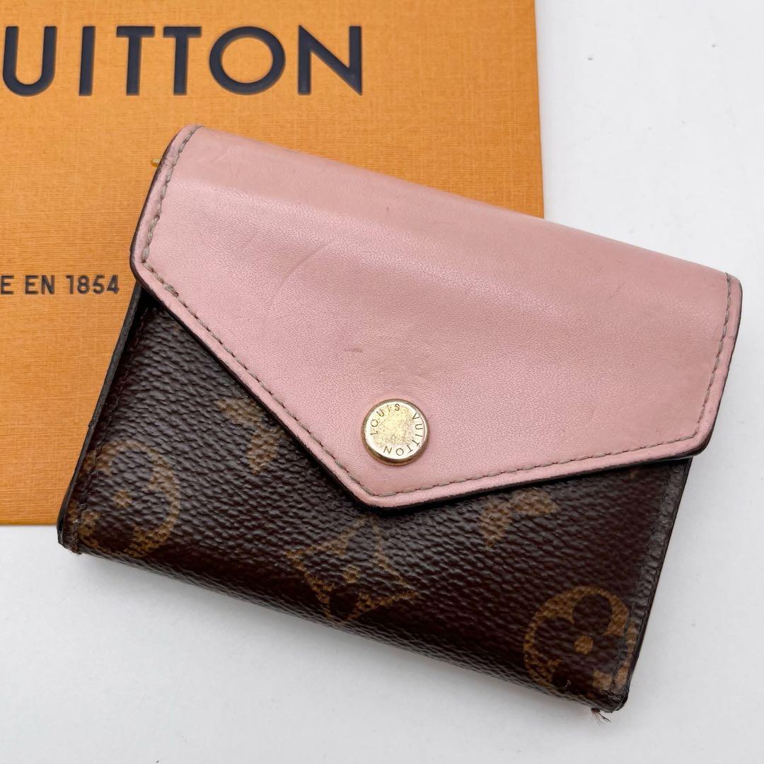 ルイヴィトン ポルトフォイユ ゾエ モノグラム ピンク 三つ折り財布