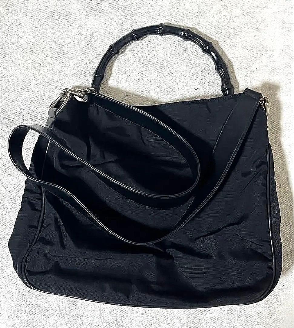 GUCCI 黒　バンブーハンドル　2WAY ハンドバッグ　ショルダーバッグ　美品