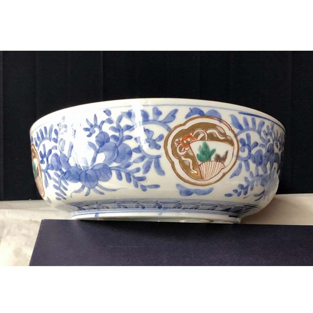 きなこ様専用 e3001 古伊万里 色絵 鉢 径22cm 二重高台