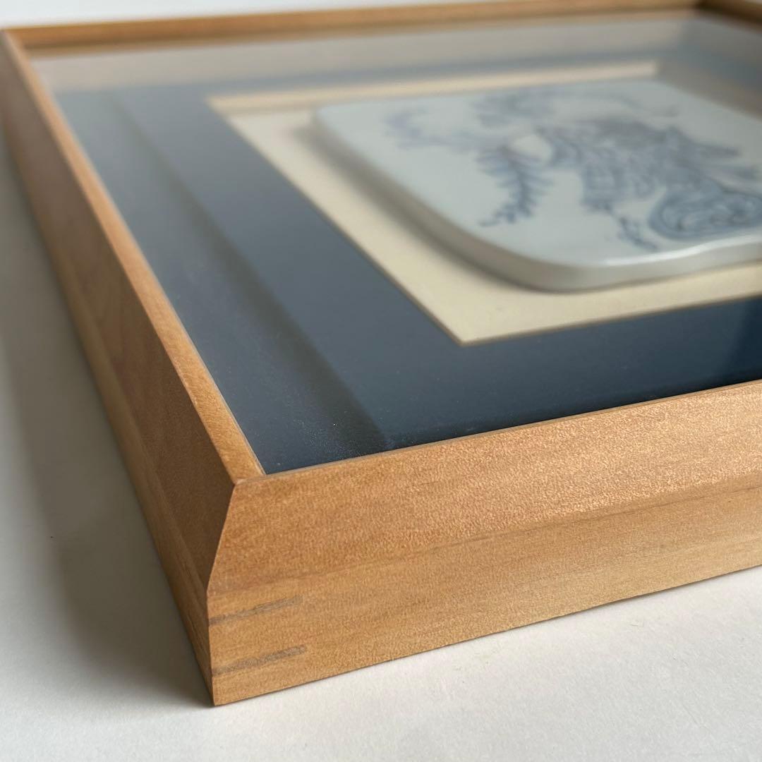 清水焼 初代村田幸之介 作 手造り 南画 貴婦人 陶額素材 陶板画 飾額