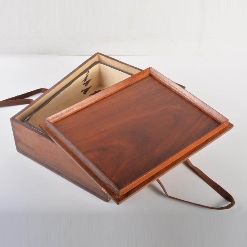 大東製陶 色絵草鳥文 四方鉢 共布 時代箱付 C 6677