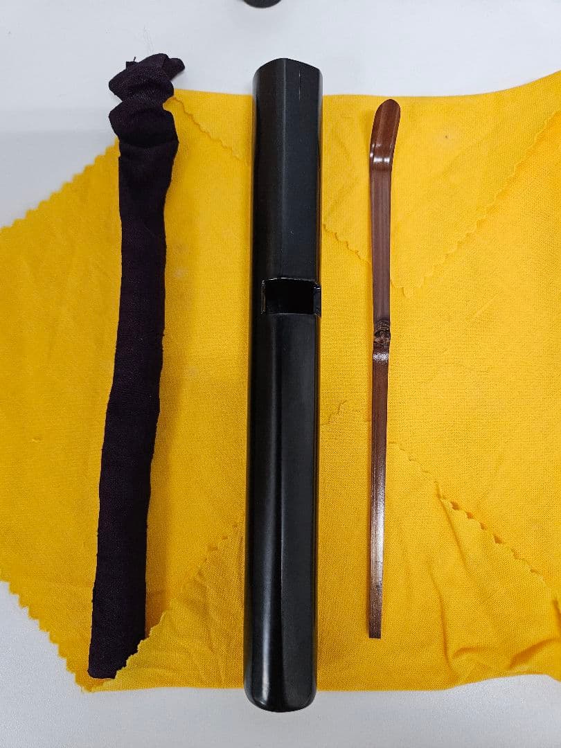 吉田高仙 作 茶杓「泪」利休写 共箱 共筒 略歴付 完品