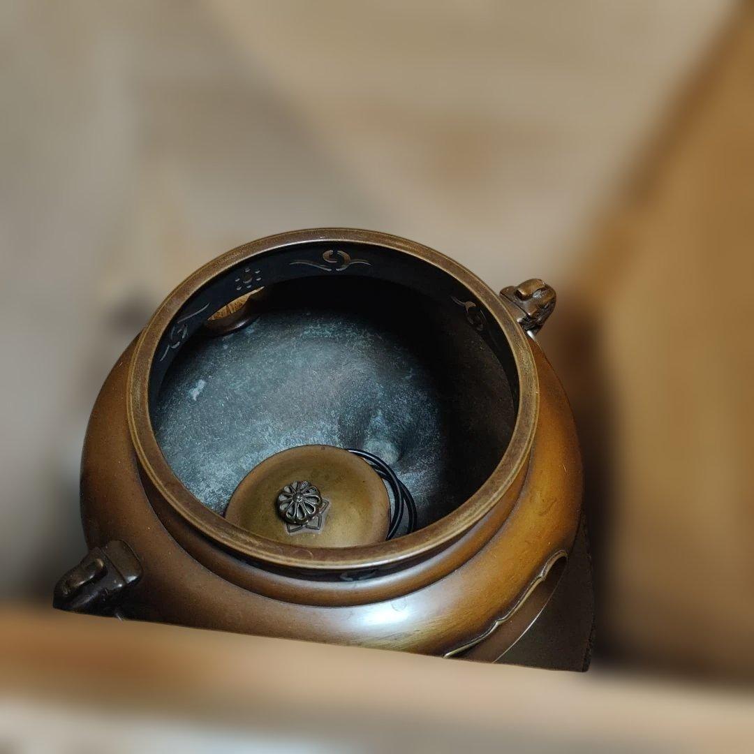 茶道具 釜 茶釜 唐金 鬼面風炉 丸釜 箱付き - メルカリ