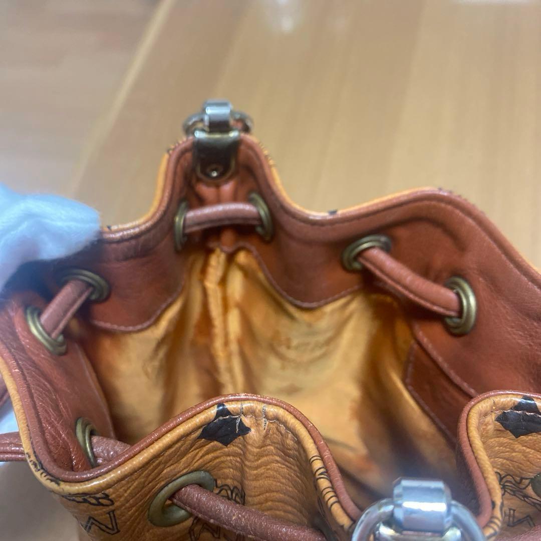 MCM ブラウンレザー 巾着型　バケツ型　ショルダーバッグ