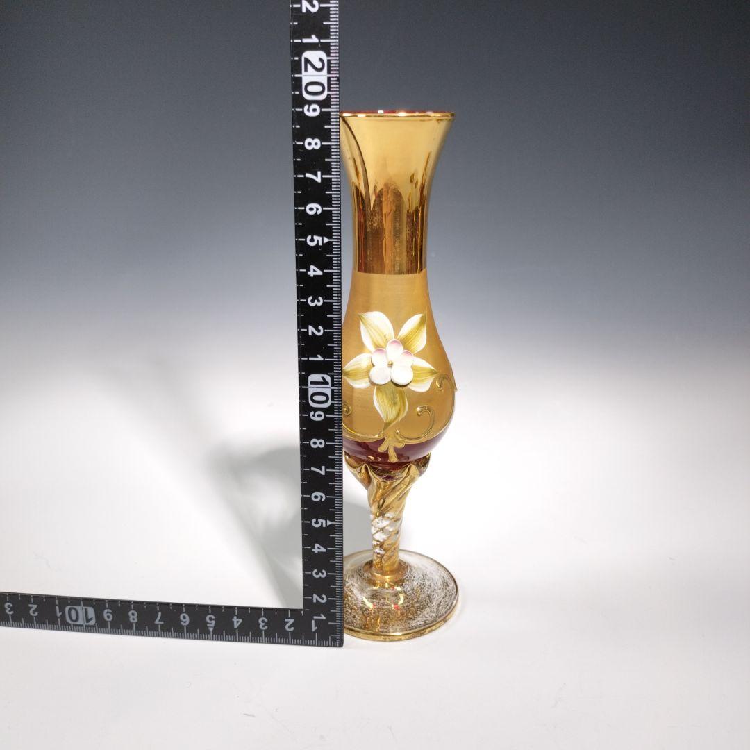 値下げベネチアングラスデキャンタワイングラス6個花瓶金彩8点セット