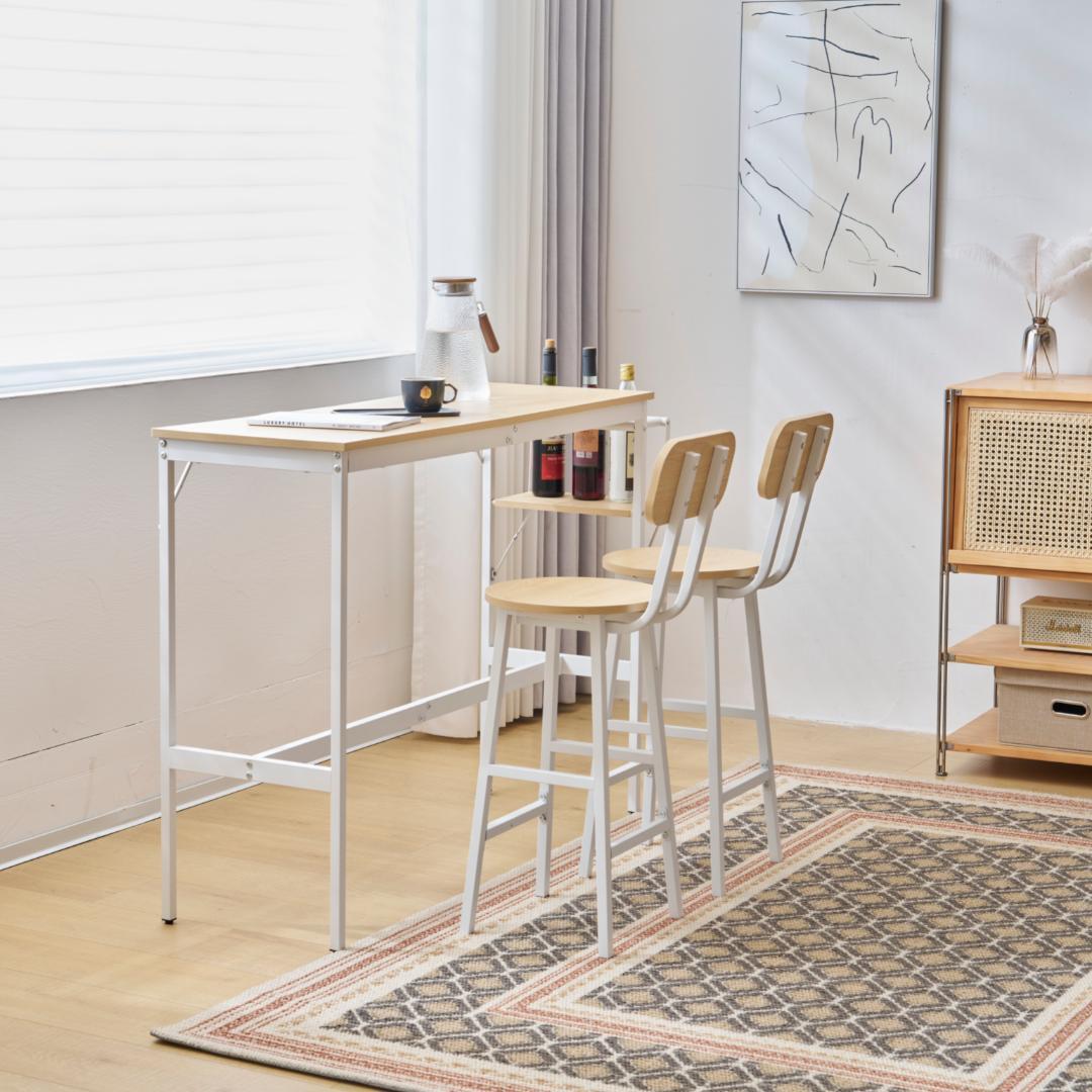 【ナチュラル】カウンターテーブルスツール 3点セットハイテーブル木製 カウンター