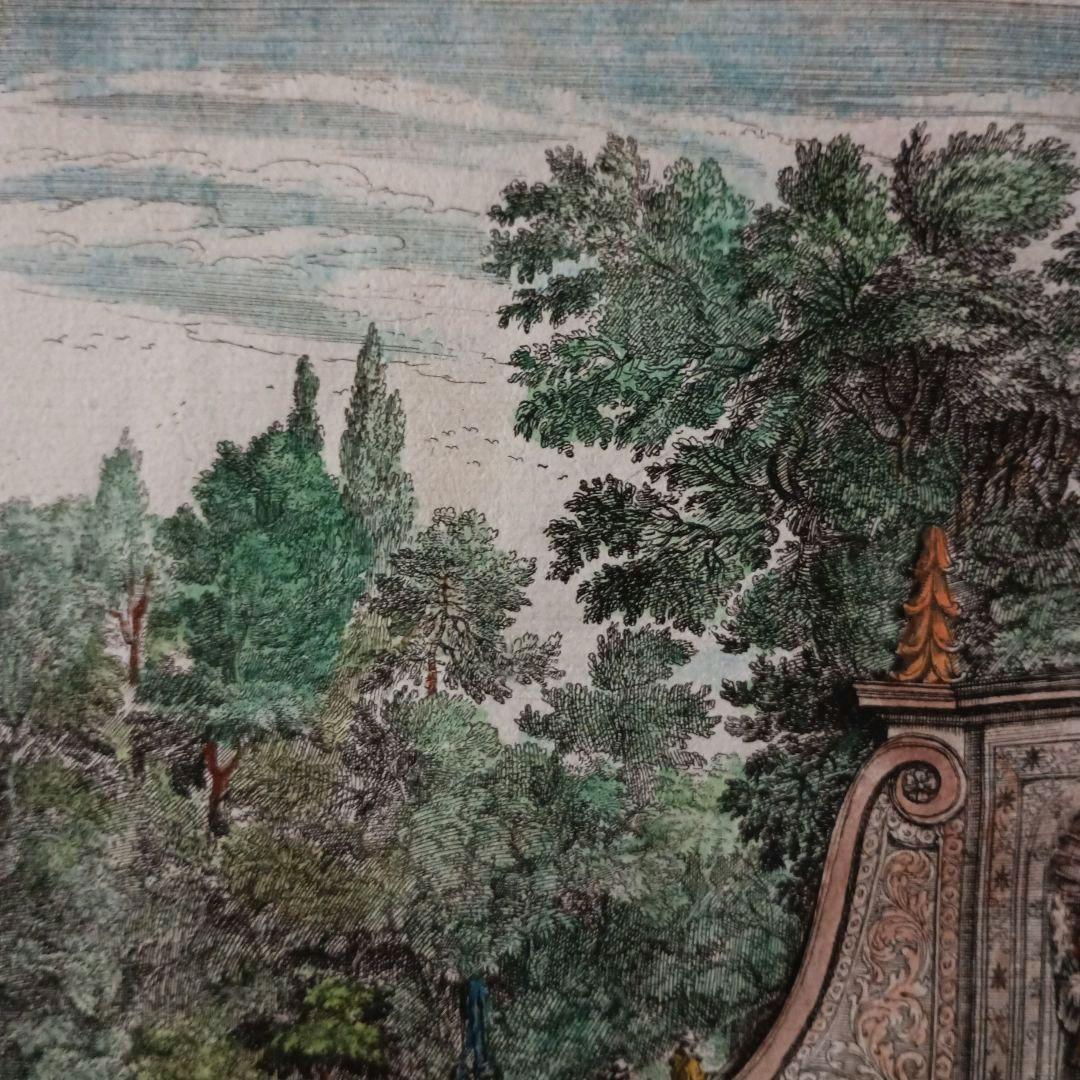 額装品 古典版画 1685年 FALDA 「Villa Frescada」ローマ