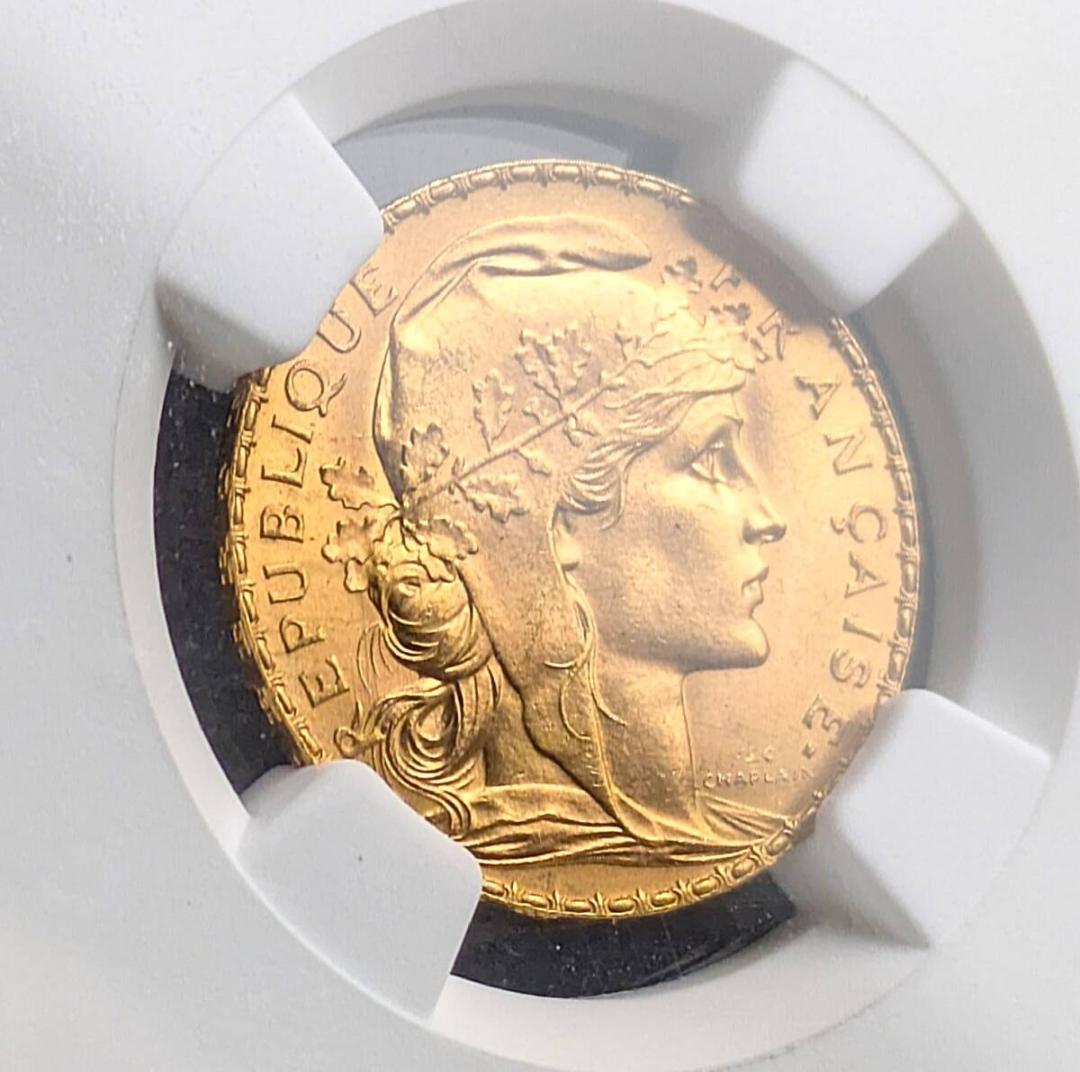 1914年 フランス マリアンヌ ルースター 20フラン 金貨 NGC MS66