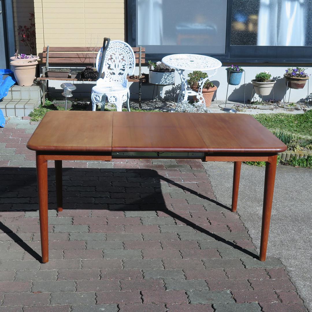 y*1様 北欧 ヴィンテージ チーク無垢天板 エクステンション拡張 ダイニングテ