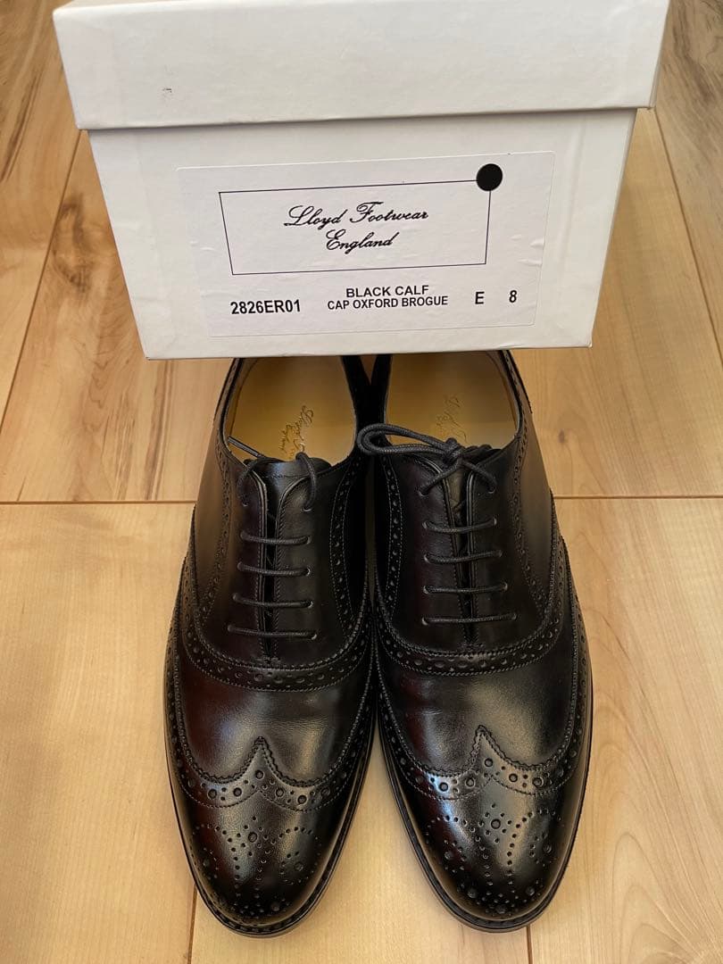 英国製新品ロイドフットウェアVシリーズ 黒色ウィングチップ サイズUK8
