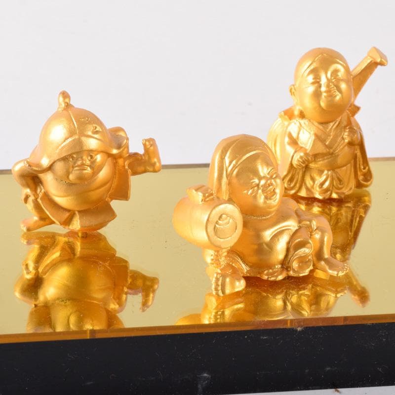 銅塗金　七福神　縁起物　置物　25体まとめて　ケース付　M　7306