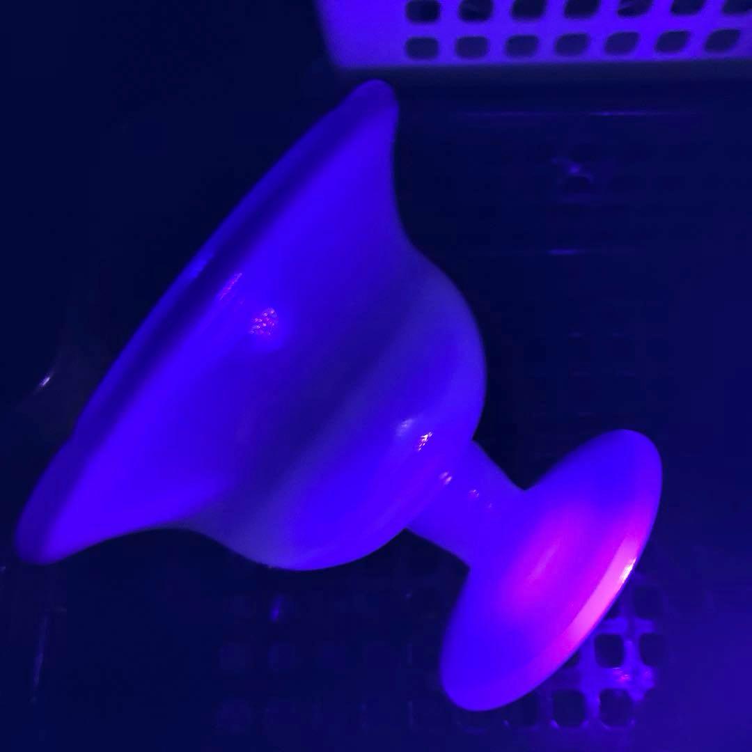 骨董 時代ガラス 希少 ラムネ色乳白色暈し 青色リップ朝顔型 氷コップ