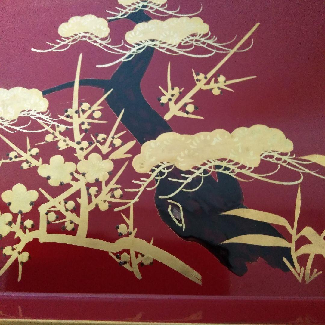 美術工芸蒔絵お屠蘇器 朱塗松竹梅蒔絵祝盃揃 事始祝酒器揃