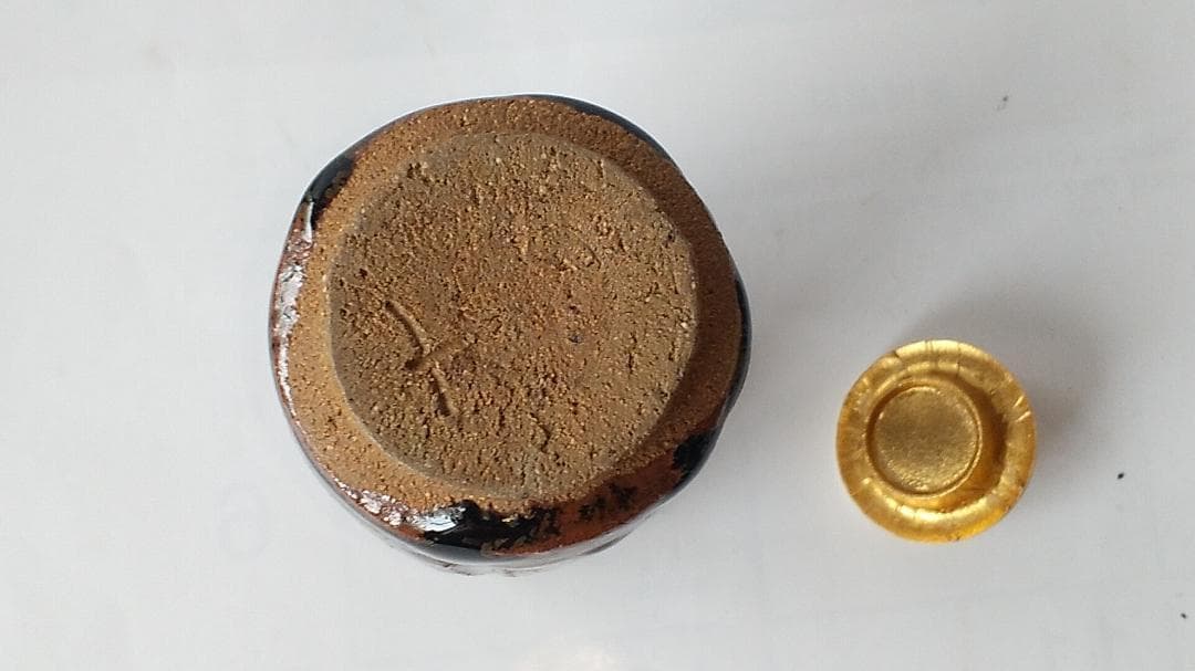 朝鮮唐津 茶入 徳沢守俊 仕覆 駱駝文いちご手錦 利休緞子 茶道具