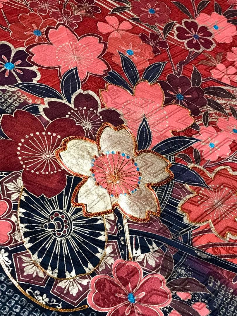 振-20 正絹振袖7点フルセット成人式落ち着きのある赤古典金彩