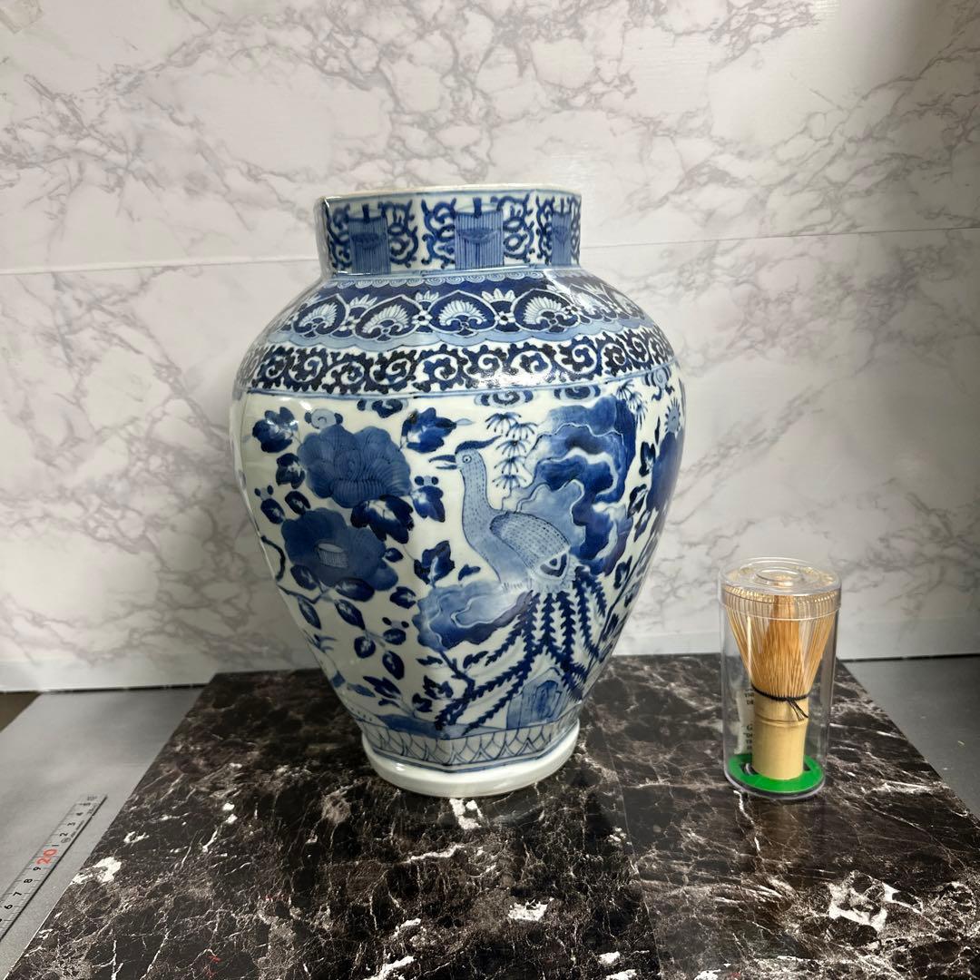 沈香壺、染め付け、鳳凰、面取り、元禄。