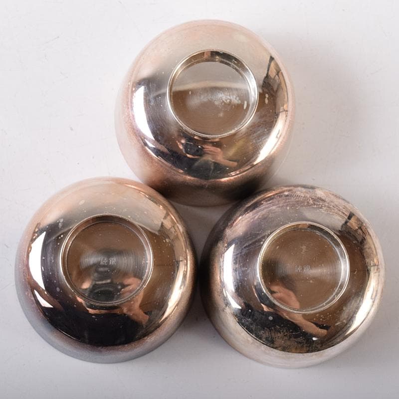 ウスヰ謹製　純銀製　酒器　ちろり二本　酒盃三客　計約258g　共箱　FR8220