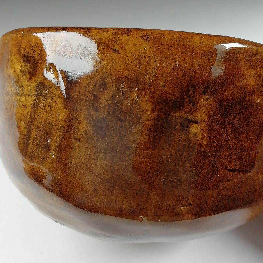 T611 茶碗 『大樋飴釉茶碗』『四耕窯 伊豆蔵寿郎 造』 共箱 抹茶