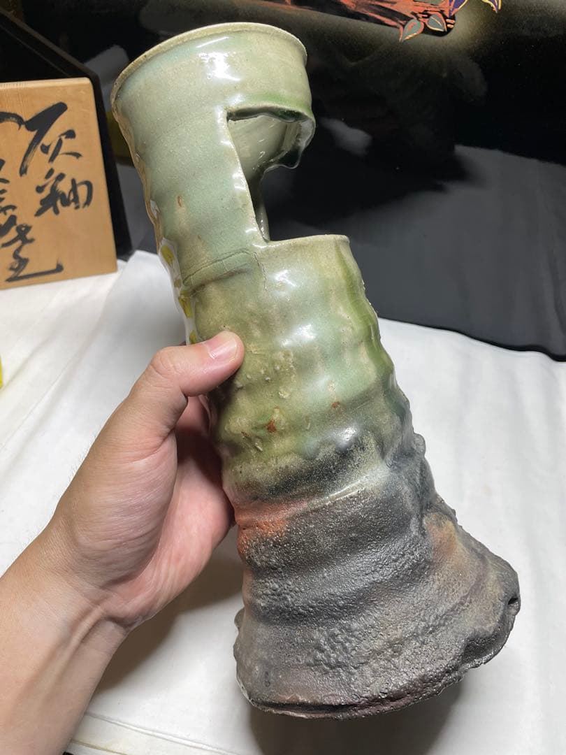 美濃焼。名作家。山田 正和。花器。超美品。舊家蔵出し。茶道具。華道具。