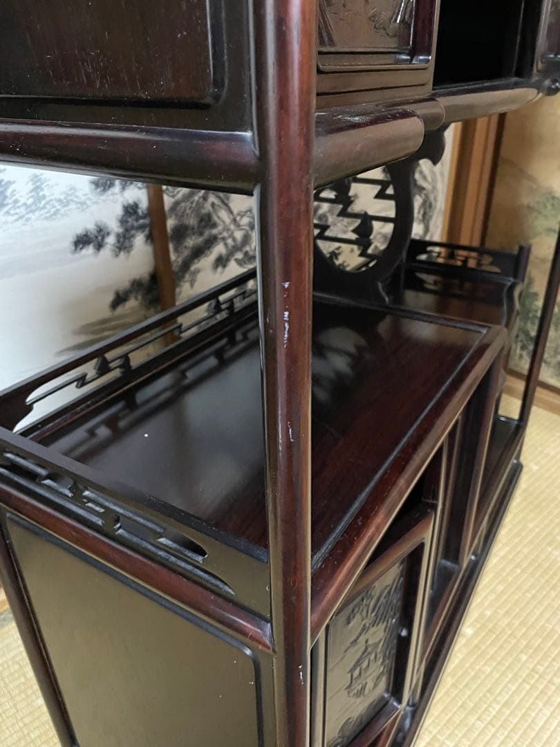 茶棚アンティーク家具唐木花梨紫檀収納棚中国家具骨董品古美術品