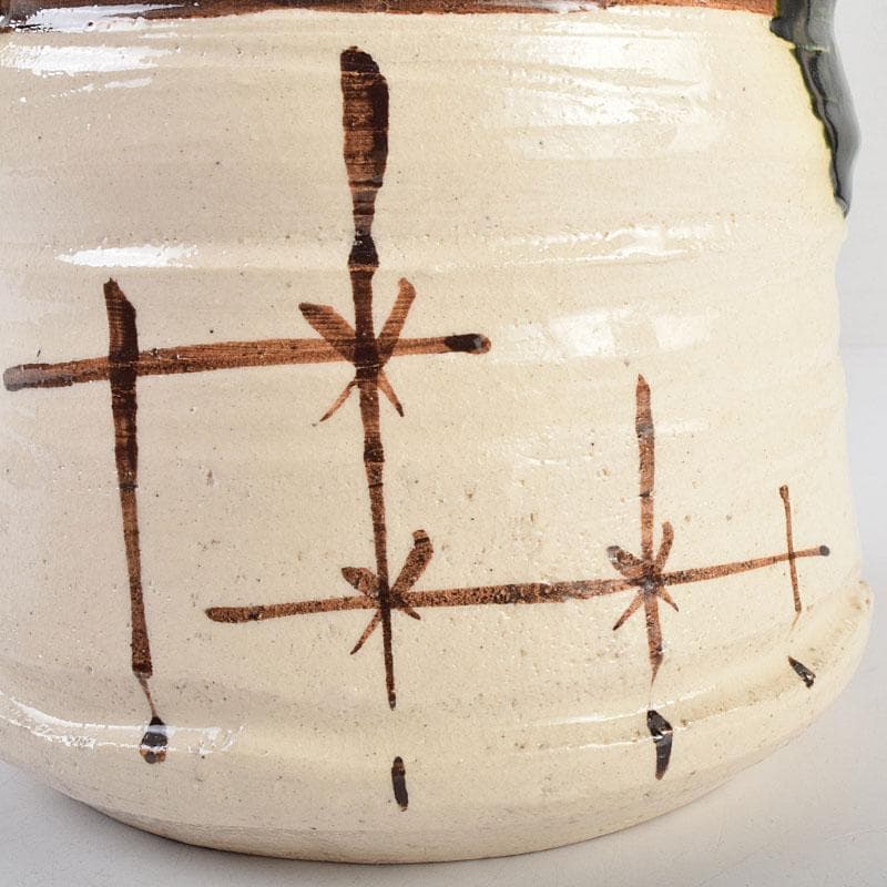 茶道具 人間国宝 荒川豊蔵作 織部 水指 共箱 M R9156B