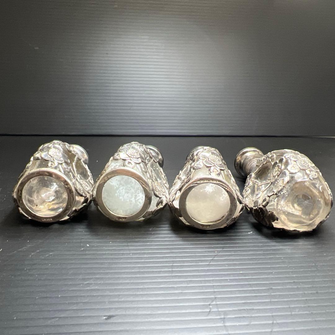 silver刻印　時代銀巻ガラス調味料入8点　東Y7-0905⭐︎2Fトカオ