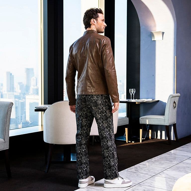 EPOCA PRIMA COLLECTION 型押しシングルライダースブルゾン