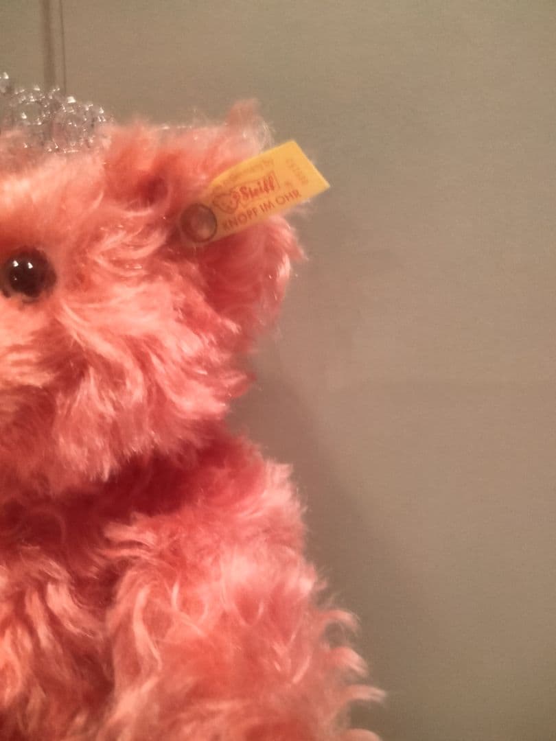 シュタイフ レッド ファジーテディベア ヴィンテージ イヤーボタンタグ