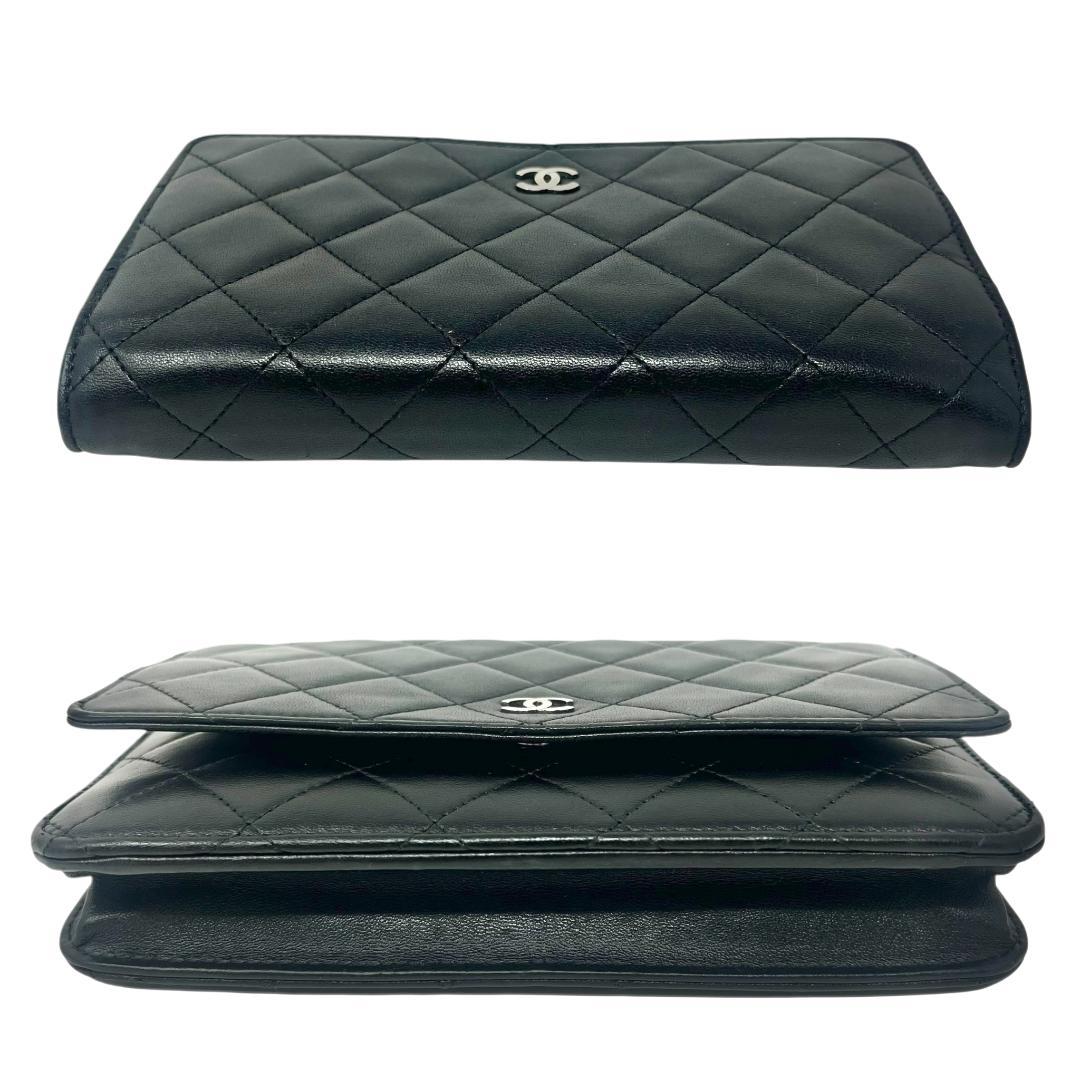 CHANEL シャネル ラムスキン マトラッセ チェーンウォレット 長財布