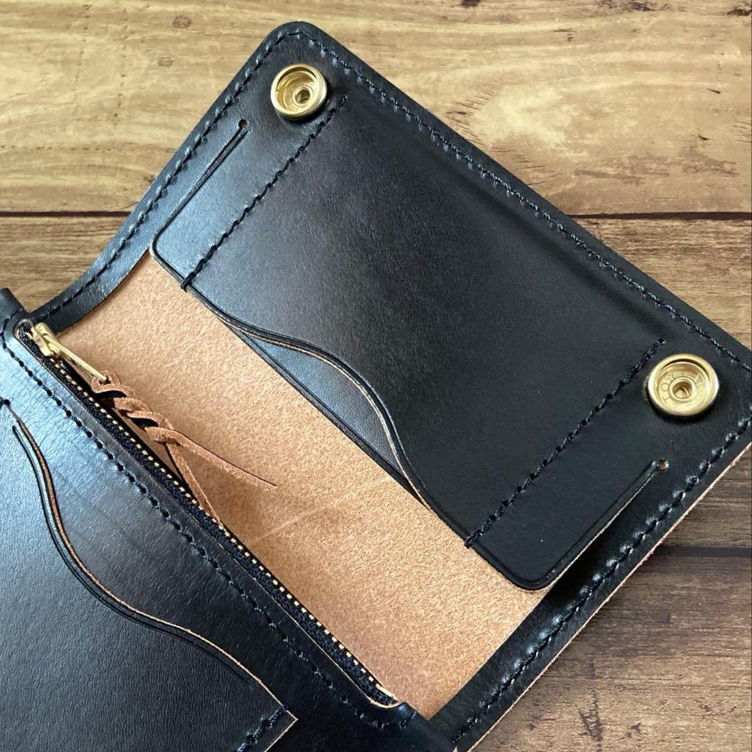 【お札を折らずに収納】姫路レザー トラッカーウォレット150（ミドル）2.5層