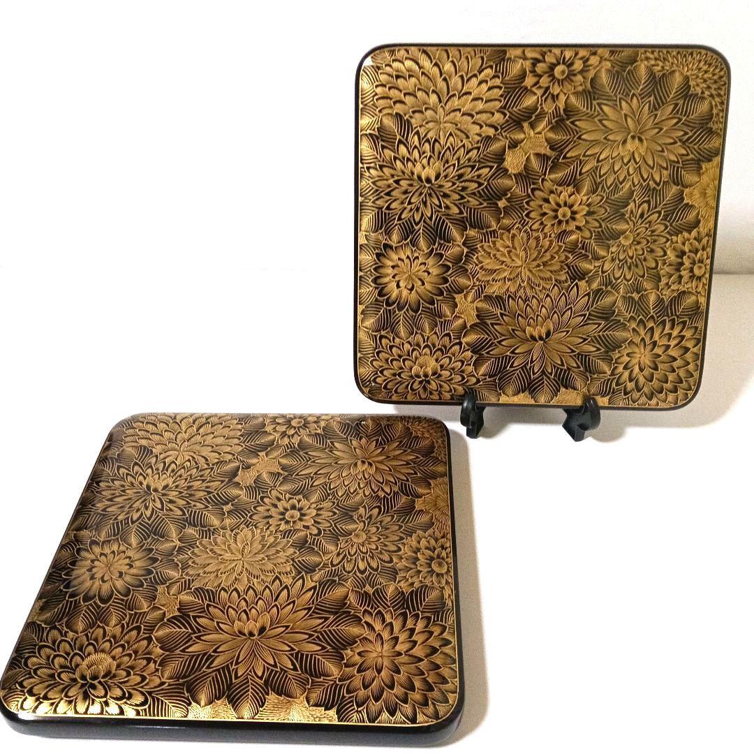 能登輪島塗 前田漆器謹製 極上 総菊詰沈金 五段重箱 蓋二枚 漆塗り天然木 大型