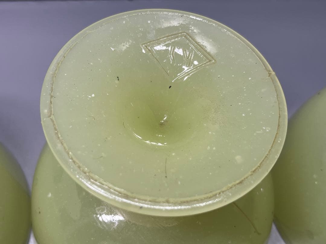 大正〜昭和初期 ウランガラス 氷コップ 5個 イエロー