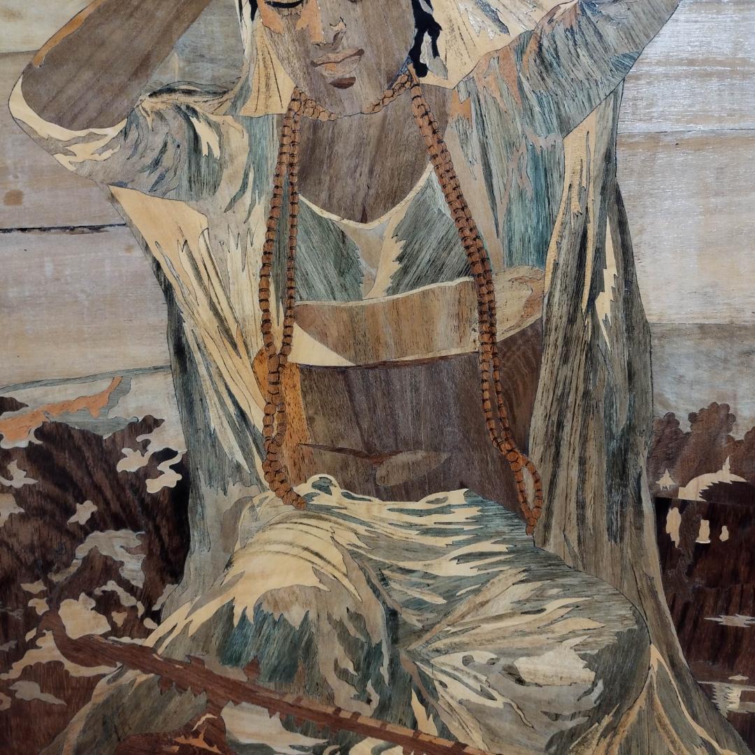 木象嵌 木製絵画 ビンテージ 54年