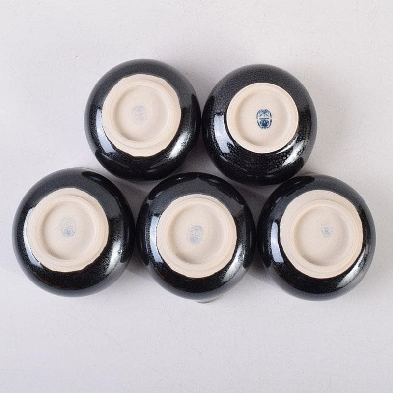 和食器 茶懐石 小杉焼 栄一窯 油滴天目釉 小鉢 五客 共布