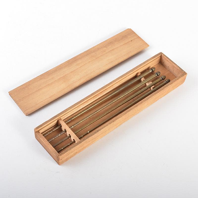 茶道具　黄銅　松笠頭　火箸　2組　時代箱付　C　6069