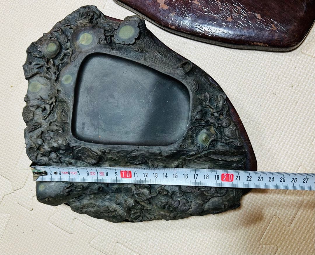 中国・書道具/名石 清時代文房四宝端渓硯/魚脳凍・天青色、赤紫色咽脂暈Y106