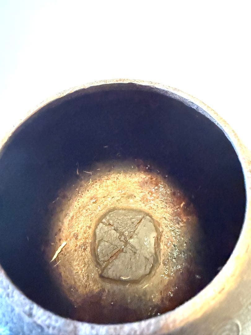 南部鉄瓶 金象嵌取手 意外に可愛いぐるぐる渦巻き文様 茶道具 明治