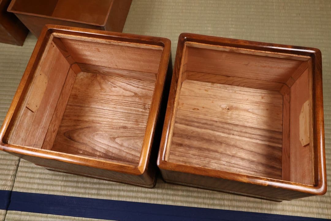 平安 象彦造 桑 網代 角形 火鉢 一対 幅32cm 古民具 木製【MB105