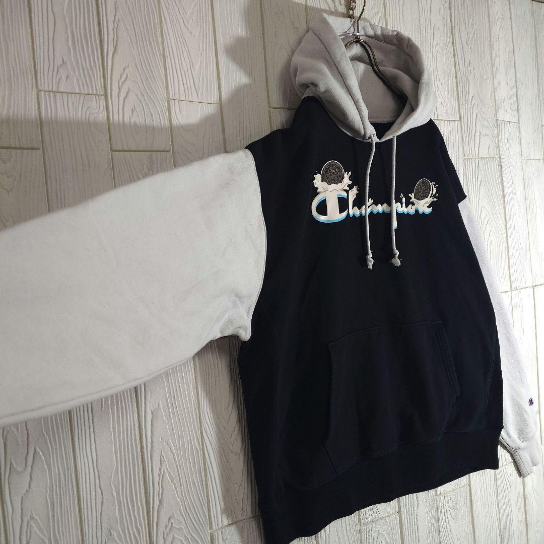 人気 チャンピオン リバースウィーブ スウェットパーカー 2XL ブラック 古着