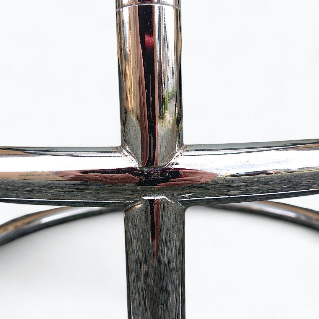 ミッドセンチュリー 4段 ガラス ラウンドテーブル 丸テーブル 可変式