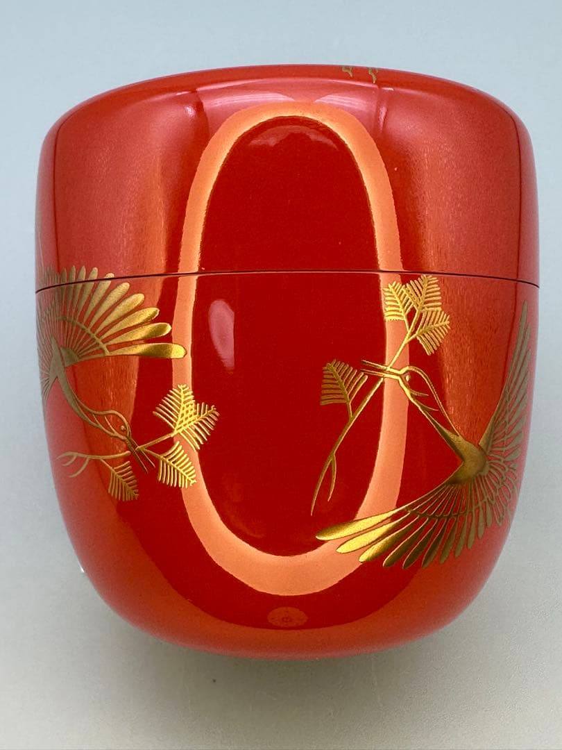 茶道具 棗 浜崎貞鳳 松食鶴蒔絵