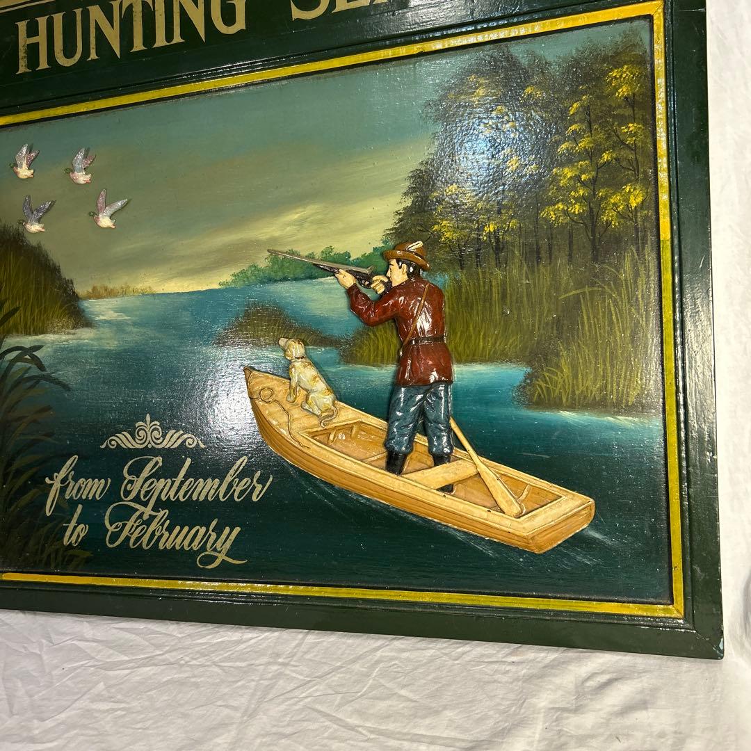 アンティーク ハンティング シーズン 看板 雑貨 フレーム 木製 ヴィンテー