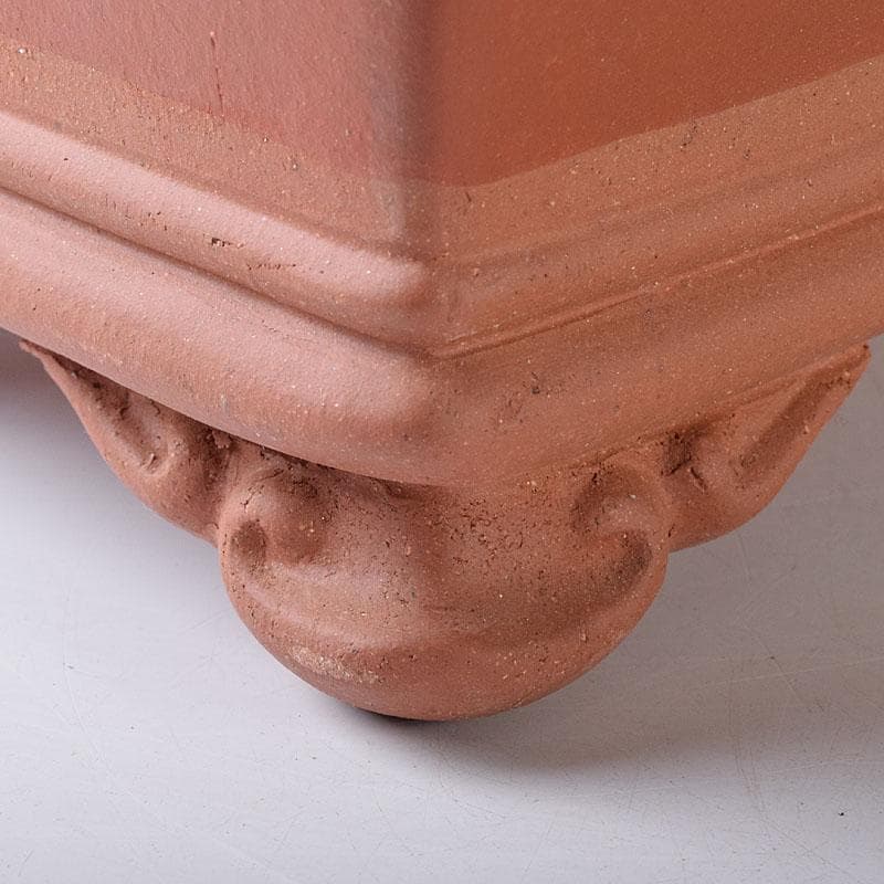 中国 紫砂 朱泥 漢詩山水刻 植木鉢 盆栽鉢 V R8480H