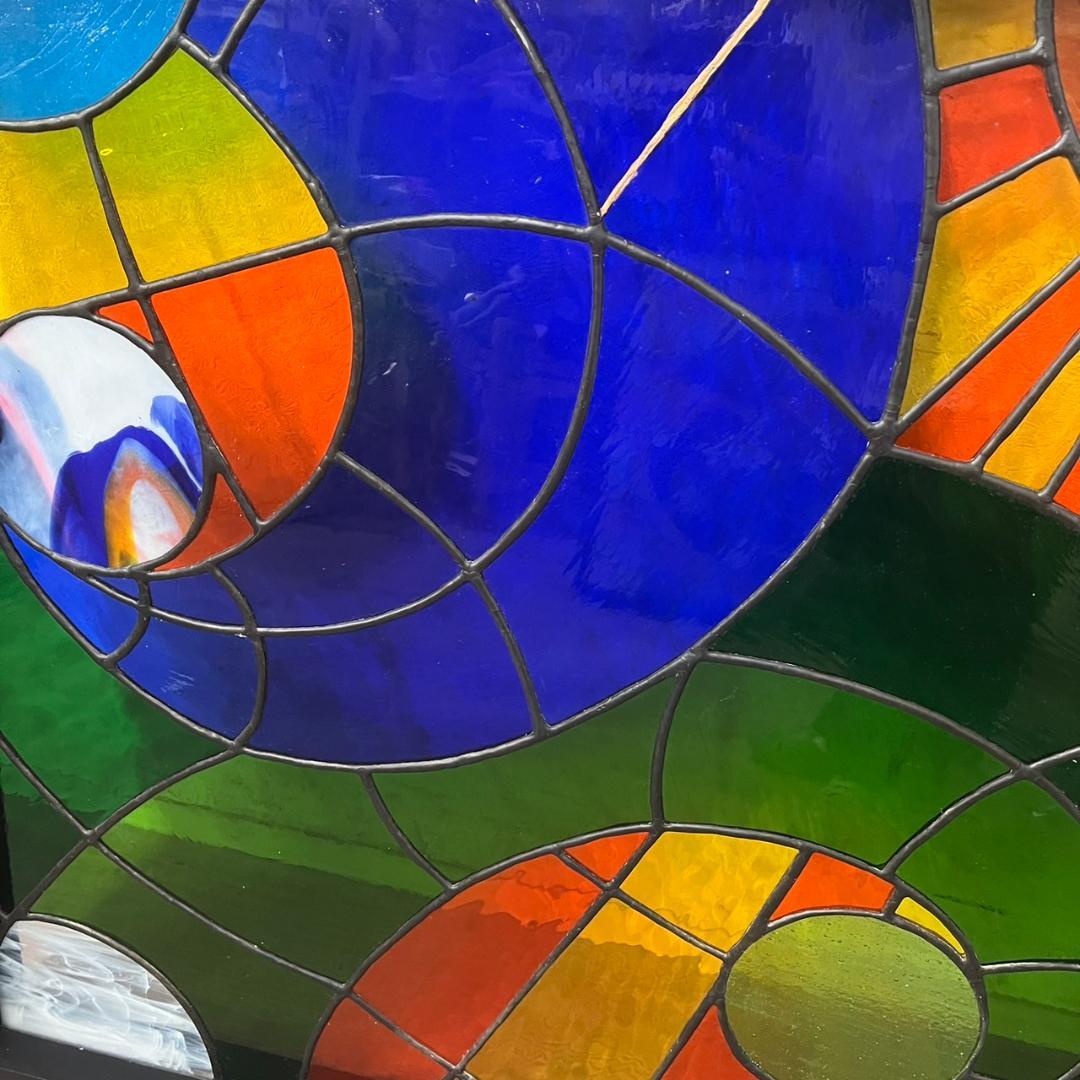 大型 ヴィンテージ ステンドグラス アンティークパネル 84.5×81