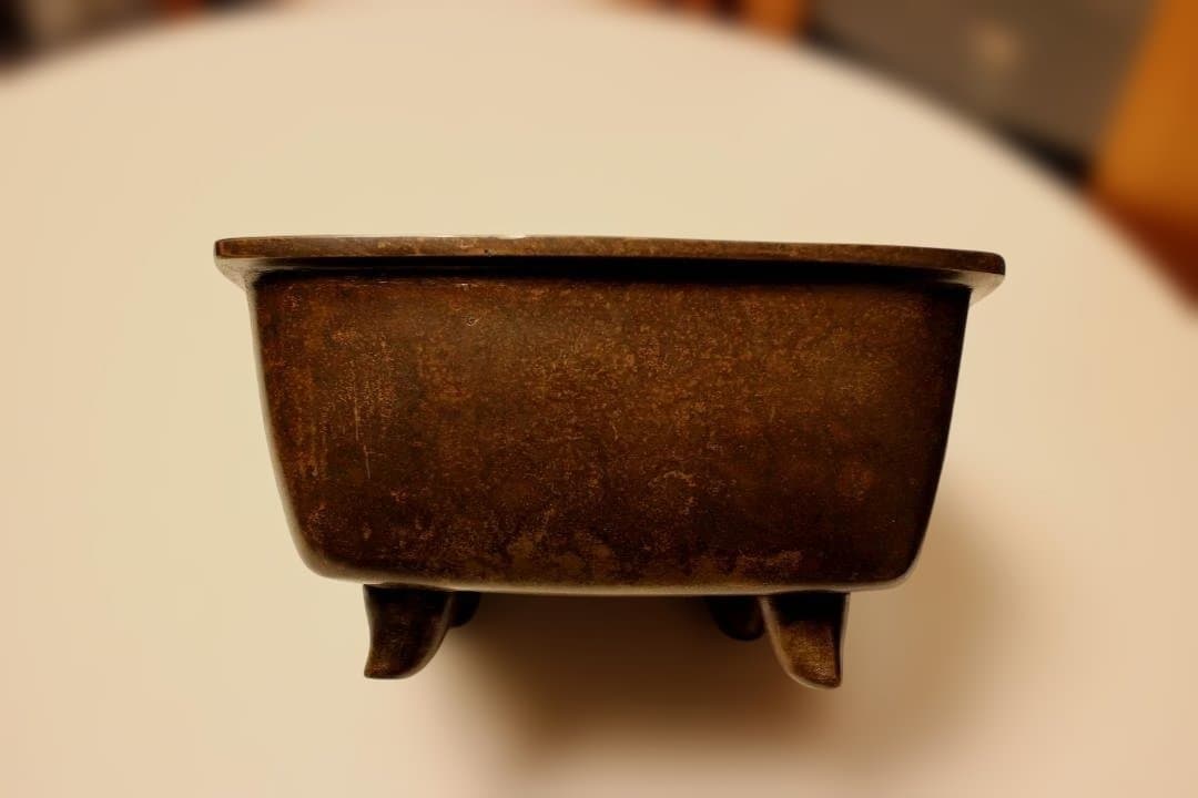 唐物　宣徳銅　宝雲銘 四方香炉 状態良好