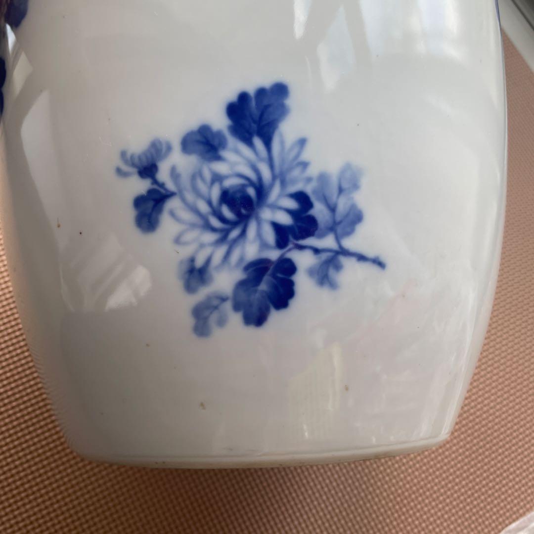 最終値下げ 当時物】火鉢 ノリタケ 陶器 ブルー 菊 手あぶり メダカ鉢 日陶