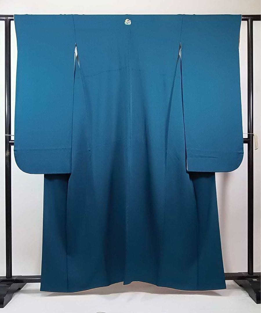 振袖 色無地 (アクアマリン色)と洗える長襦袢の2点セット