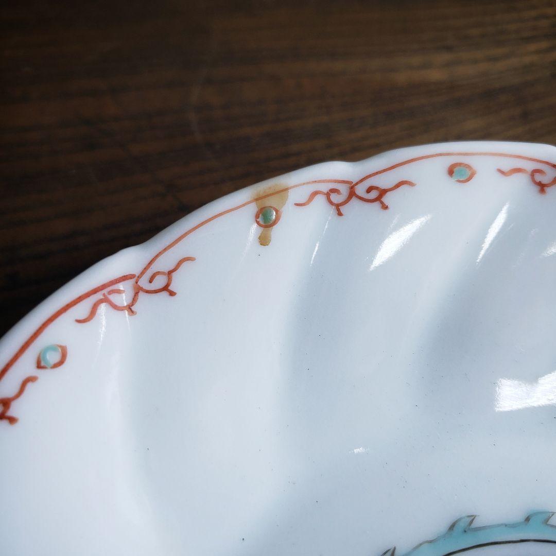 色絵付 皿 鳳凰 ねじり花弁縁 古伊万里 花文 唐草 銘 窯傷 ロ号 - メルカリ